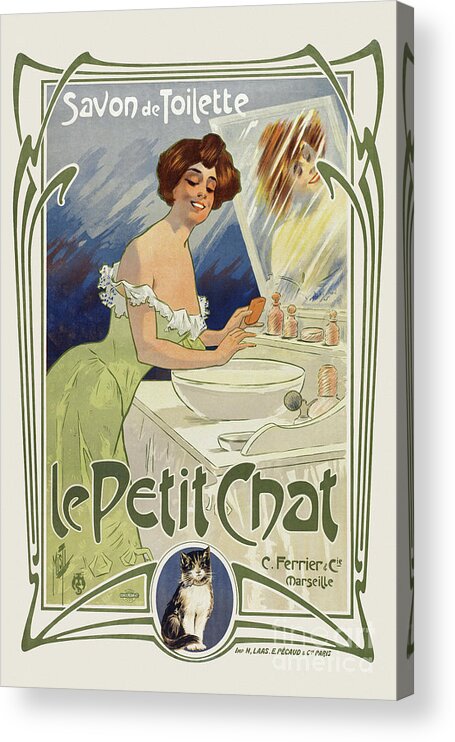 Savon de toilette - Le Petit Chat France Vintage Poster 1899 Acrylic Print  by Vintage Treasure - Pixels