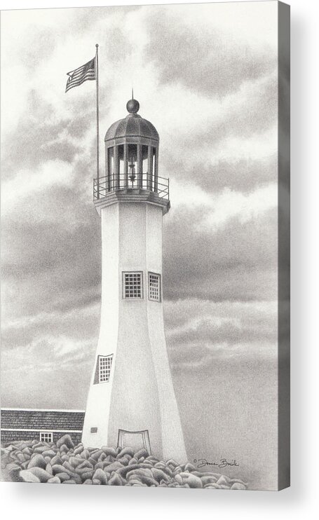 Scituate Acrylic Print featuring the drawing Scituate Light by Donna Basile