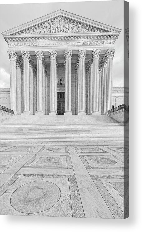 Scotus Acrylic Print featuring the photograph SCOTUS Equal Justice DC BW by Susan Candelario