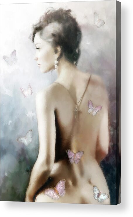 Woman Acrylic Print featuring the painting Senang by Jacky Gerritsen