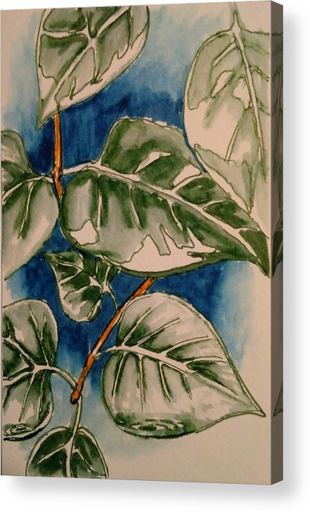 Leaves Acrylic Print featuring the painting Shiny Leaves by Tammy Nara