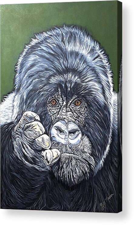  Acrylic Print featuring the painting Silverback Gorilla-Gentle Giant by Bill Manson