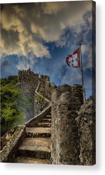 Castle Of The Moors Acrylic Print featuring the photograph Sintra Moorish Castle Rampart by Micah Offman