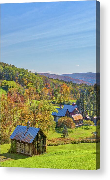 Sleepy Hollow Farm Acrylic Print featuring the photograph Sleepy Hollow Farm and Fall Colors in Pomfret Vermont by Juergen Roth