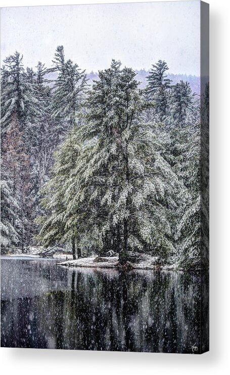 Snow Acrylic Print featuring the photograph Snow Falls on Orris Point by Wayne King