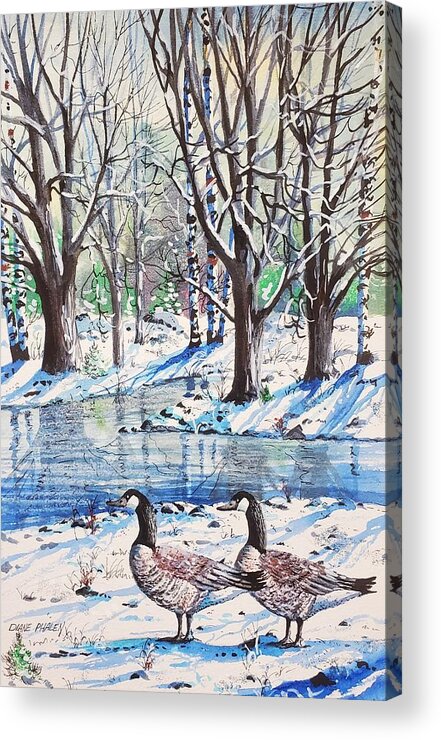 Snow Acrylic Print featuring the painting Snow Reflections by Diane Phalen