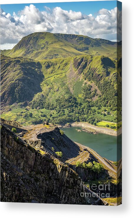 Snowdon Moutain Acrylic Print featuring the photograph Snowdonia Mountain from Slate Quarry by Adrian Evans