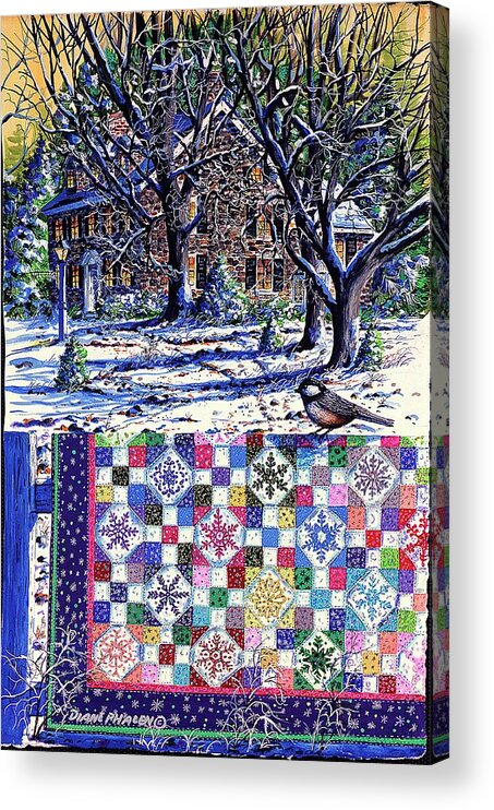Winter Acrylic Print featuring the painting Snowflakes and Snowballs by Diane Phalen