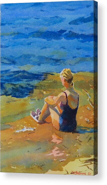 Summer Acrylic Print featuring the painting Solitude on the Rocks by David Gilmore