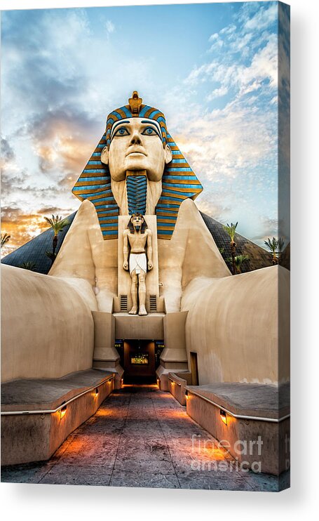 Luxor Acrylic Print featuring the photograph Sphinx at the Luxor on the Las Vegas Strip by Bryan Mullennix