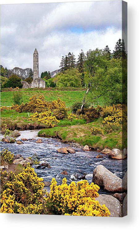 Ireland Acrylic Print featuring the photograph Spring Flowers of St Kevins Church by Jill Love