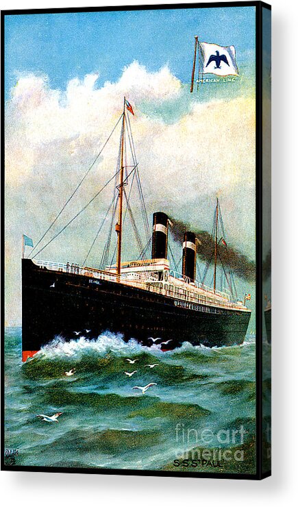 Paul Acrylic Print featuring the painting SS Saint Paul Cruise Ship by Unknown