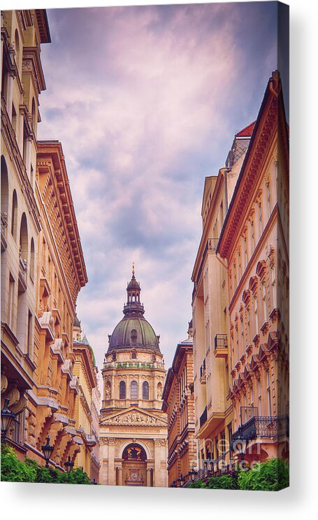 Basilica Acrylic Print featuring the photograph St. Stephen Basilica in Budapest on a beautiful day by Mendelex Photography