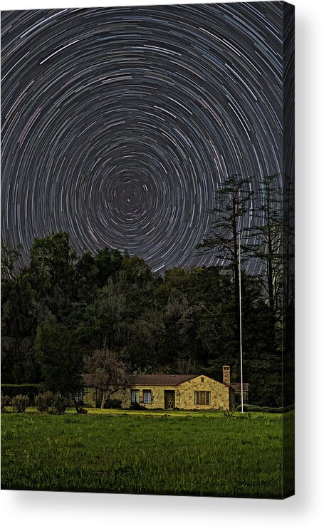 Star Trails Acrylic Print featuring the photograph Star Trails Over Stone House by Lindsay Thomson