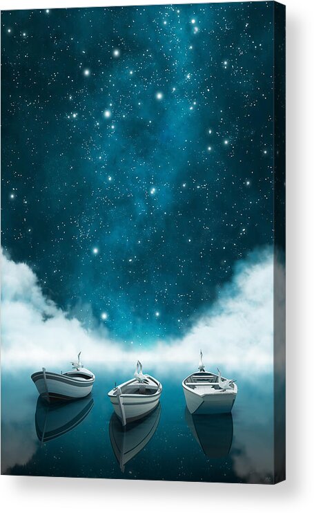 Sailing Seven Seas Acrylic Print featuring the digital art Stargazing - The Southern Cross by Moira Risen