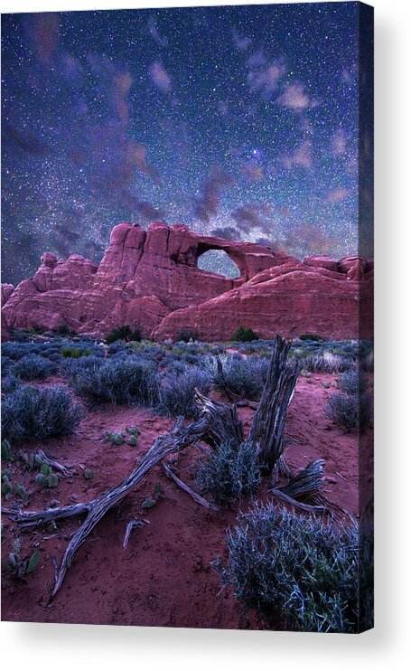 Utah Acrylic Print featuring the photograph Starry Sky at Skyline Arch by Aaron Spong