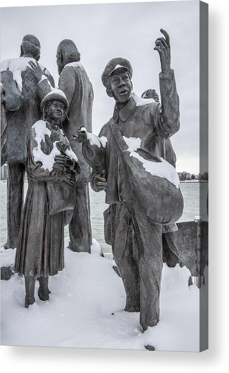 Detroit Acrylic Print featuring the photograph Statue in Hart Plaza Detroit by John McGraw