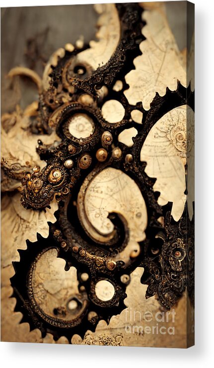 Steampunk Acrylic Print featuring the digital art Steampunk gears by Sabantha