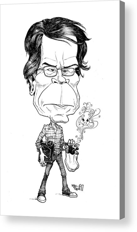 Caricature Acrylic Print featuring the drawing Stephen King by Mike Scott