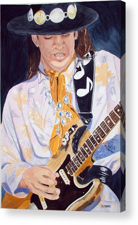 Portrait Acrylic Print featuring the painting Stevie Ray by Sandie Croft