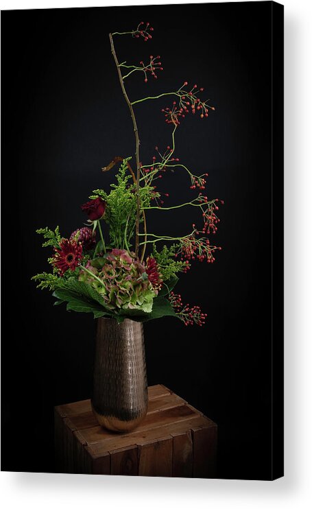 Still Life Acrylic Print featuring the photograph Still life autumn in gold by Marjolein Van Middelkoop