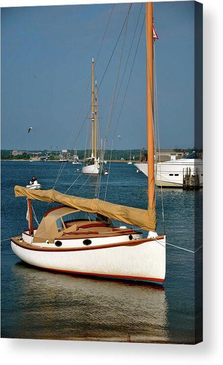Sailboat Acrylic Print featuring the photograph Still Sailboat by Sue Morris