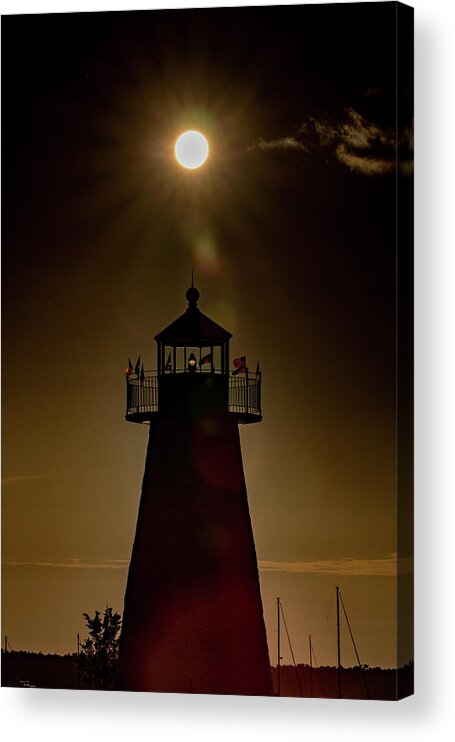 Massachusetts Acrylic Print featuring the photograph Sunbeams Over Lighthouse by Denise Kopko