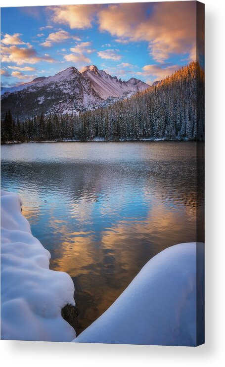 Sunrise Acrylic Print featuring the photograph Sunrise Snow at Bear Lake by Darren White