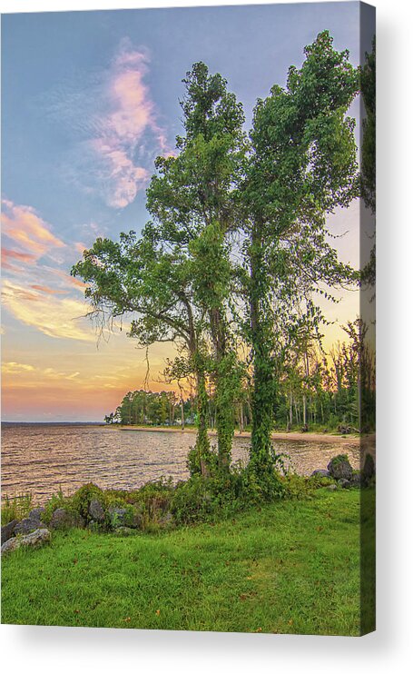 Sunset Acrylic Print featuring the photograph Sunset Along the Neuse River - Oriental North Carolina by Bob Decker