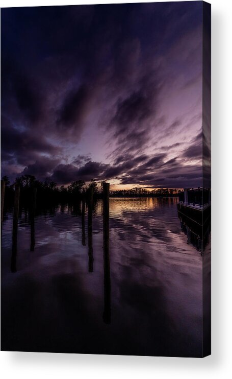 Sunset Acrylic Print featuring the photograph Sunset At The Dock by Ada Weyland
