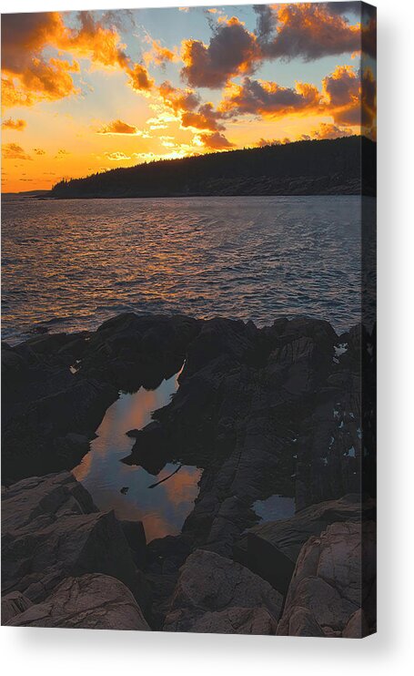 Tidal Pools Acrylic Print featuring the photograph Sunset Reflections From Otter Point by Stephen Vecchiotti