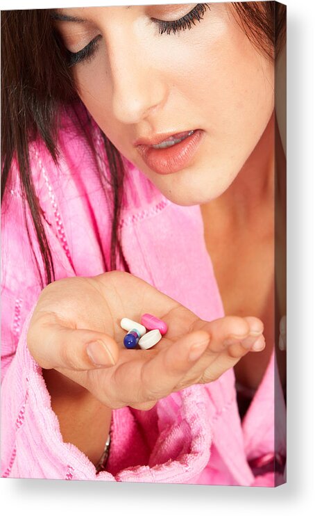 Care Acrylic Print featuring the photograph Taking pills by Vgajic