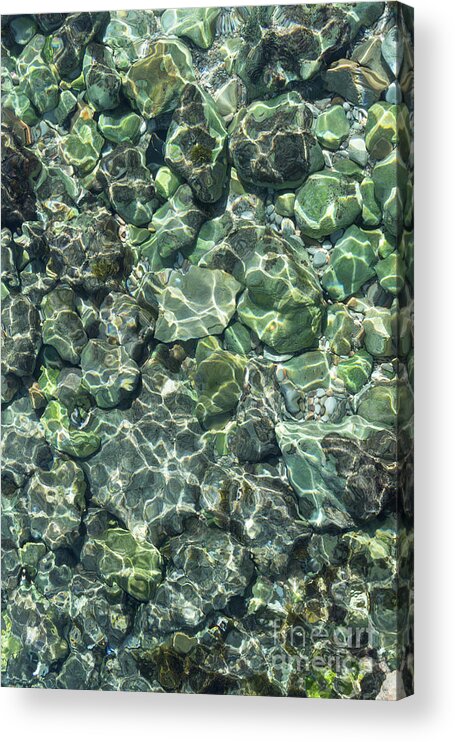 Sea Water Acrylic Print featuring the photograph Teal sea water and reflections of sunlight by Adriana Mueller