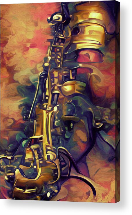  Acrylic Print featuring the digital art Tenor Saxophone by Michelle Hoffmann