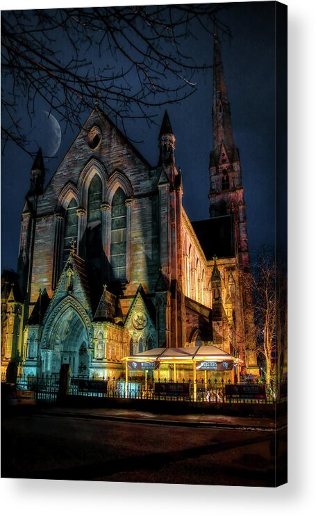 Night Photography Acrylic Print featuring the photograph The Church that became a playhouse by Micah Offman