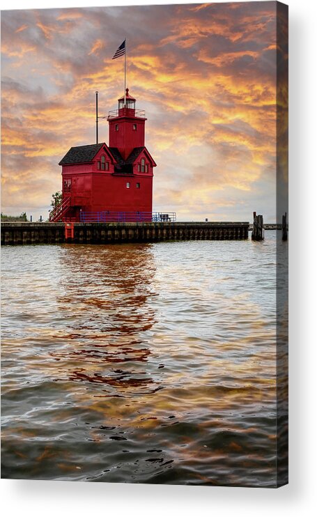 Lighthouse Acrylic Print featuring the photograph The Holland Harbor Lighthouse by Debra and Dave Vanderlaan