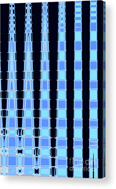 Lily; Blue; Black; Flower; Cubes; Squares; Cube; Square; Abstract; Graphic; Vertical; Digital; Photo Manipulation Acrylic Print featuring the digital art The Lily Pond by Tina Uihlein