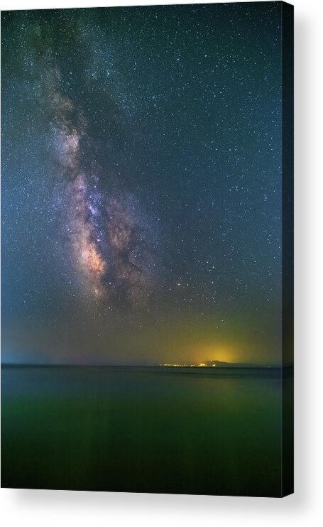 Milky Way Acrylic Print featuring the photograph The Milky Way Over The Sea by Alexios Ntounas