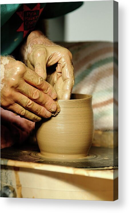Ceramic Acrylic Print featuring the photograph The Potter's Hands by Lens Art Photography By Larry Trager