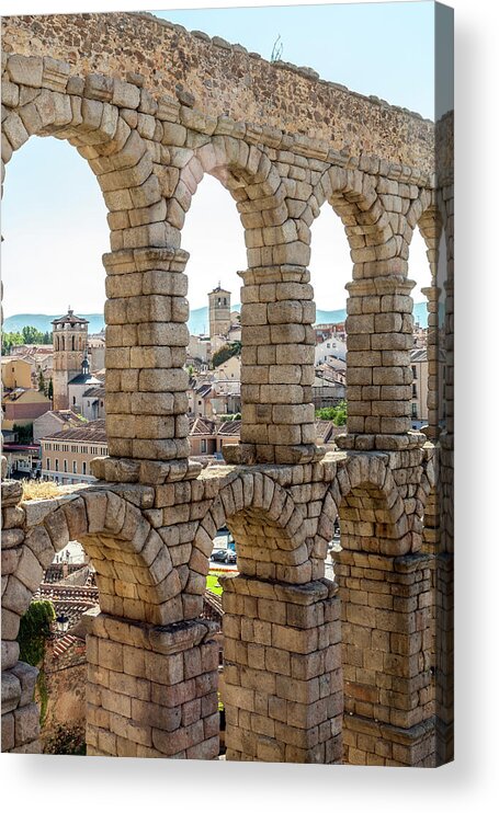 Spain Acrylic Print featuring the photograph The Roman Aqueduct in Segovia by W Chris Fooshee