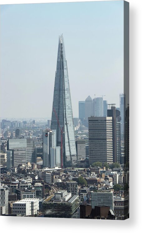 London Acrylic Print featuring the photograph The Shard, also referred to as the Shard of Glass, Shard London Bridge and formerly London Bridge Tower is one of the biggest pride in London. The mos beautiful skyscraper in United Kingdom. Tallest by Vaclav Sonnek