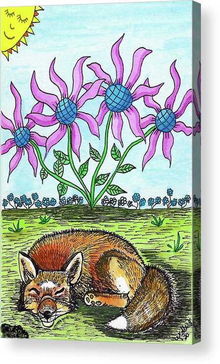 Fox Acrylic Print featuring the painting The Sleeping Fox by Christina Wedberg
