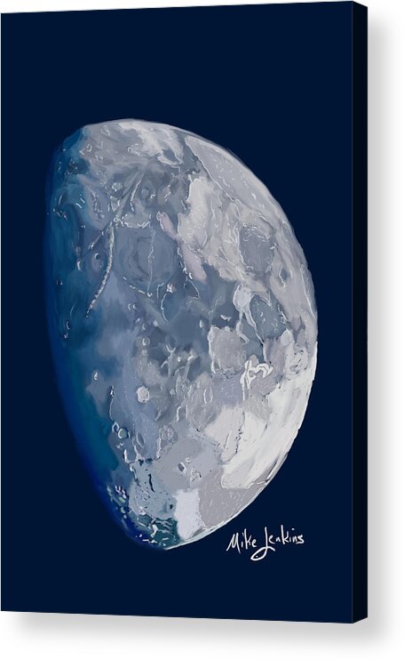 Moon Acrylic Print featuring the digital art The Smaller Light by Mike Jenkins