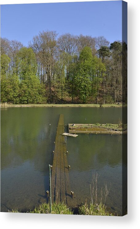 Underwater Acrylic Print featuring the photograph The submerged pontoon in the pond by Images authentiques par le photographe gettysteph