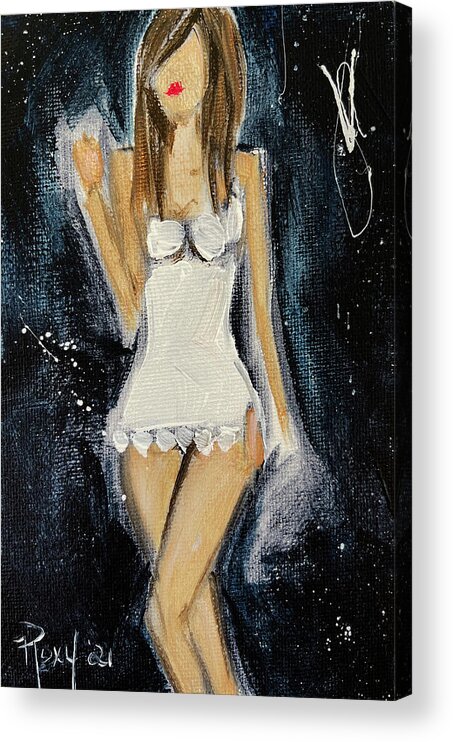 Chemise Acrylic Print featuring the painting The White Chemise by Roxy Rich