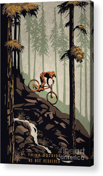 Mountain Bike Acrylic Print featuring the painting Think Outside No Box Required by Sassan Filsoof