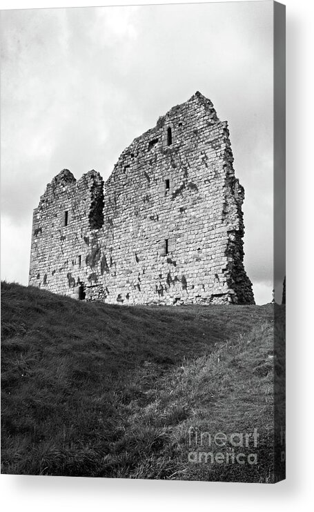 Thirlwall Castle; Castle; Ruins; Great Britain; Northumberland Acrylic Print featuring the photograph Thirlwall Castle in Black and White by Tina Uihlein