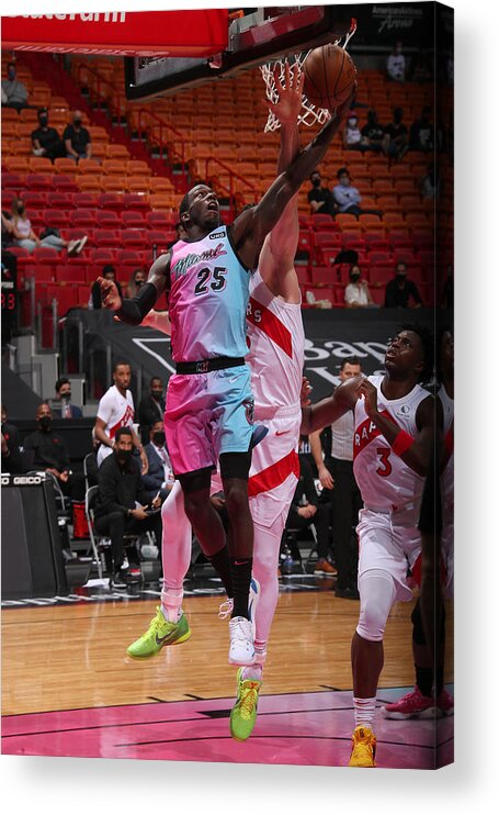 Nba Pro Basketball Acrylic Print featuring the photograph Toronto Raptors v Miami Heat by Issac Baldizon