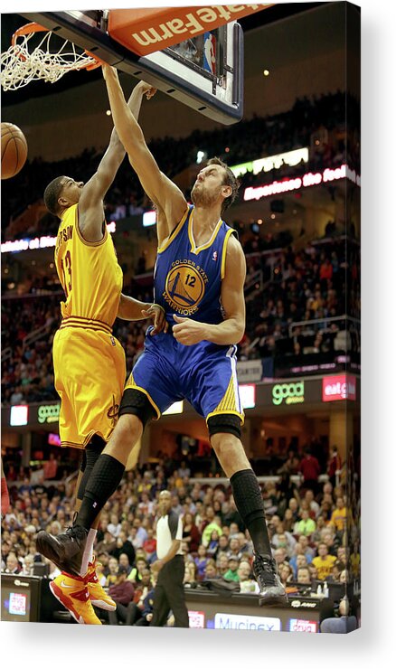 Nba Pro Basketball Acrylic Print featuring the photograph Tristan Thompson and Andrew Bogut by Mike Lawrie