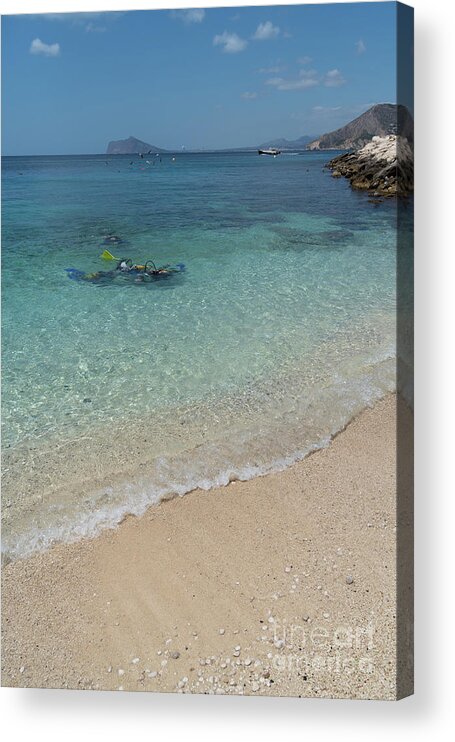 Mediterranean Acrylic Print featuring the photograph Turquoise blue sea water and diving in Calpe by Adriana Mueller